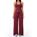 Gym Fitness Set Tracksuit - Sports Bra Flared Trousers Suit
