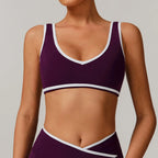 V-Neck Sports Bra Top - Push Up Gym Top