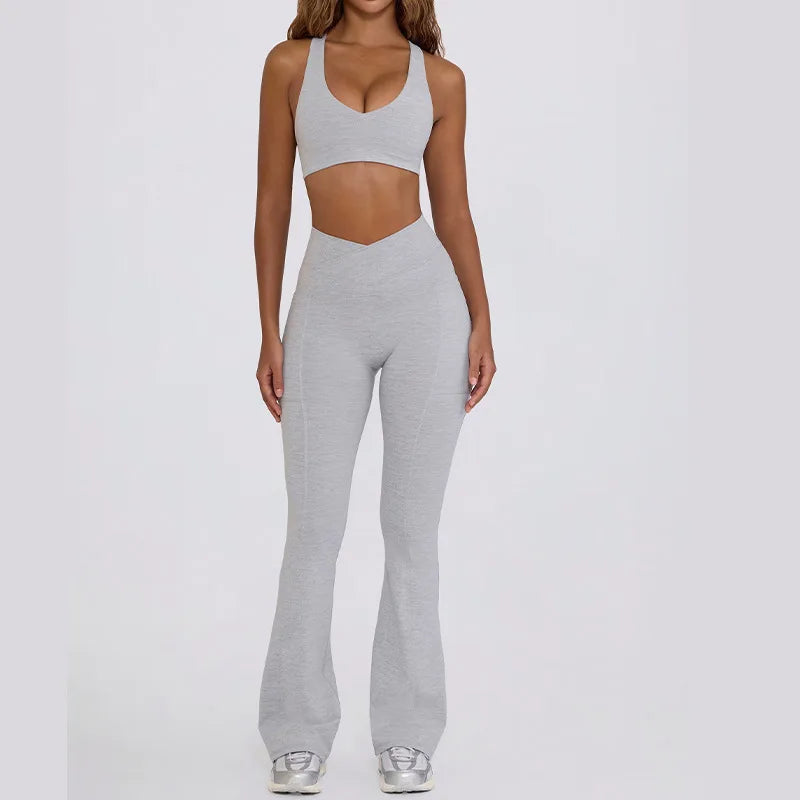 Naked Feel Quick-Dry Yoga Set - Strappy Sports Bra & Seamless Leggings