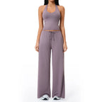Gym Fitness Set Tracksuit - Sports Bra Flared Trousers Suit