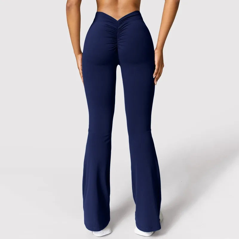 Fashion Micro Horn Leggings Women V-back Waist Sports Pants