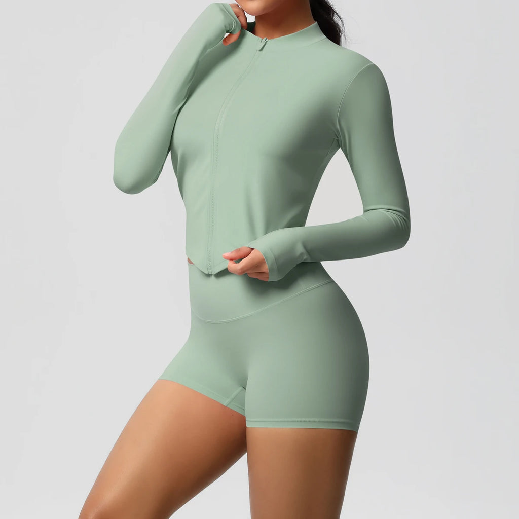 Hip-lifting Tight Zipper Jacket Set
