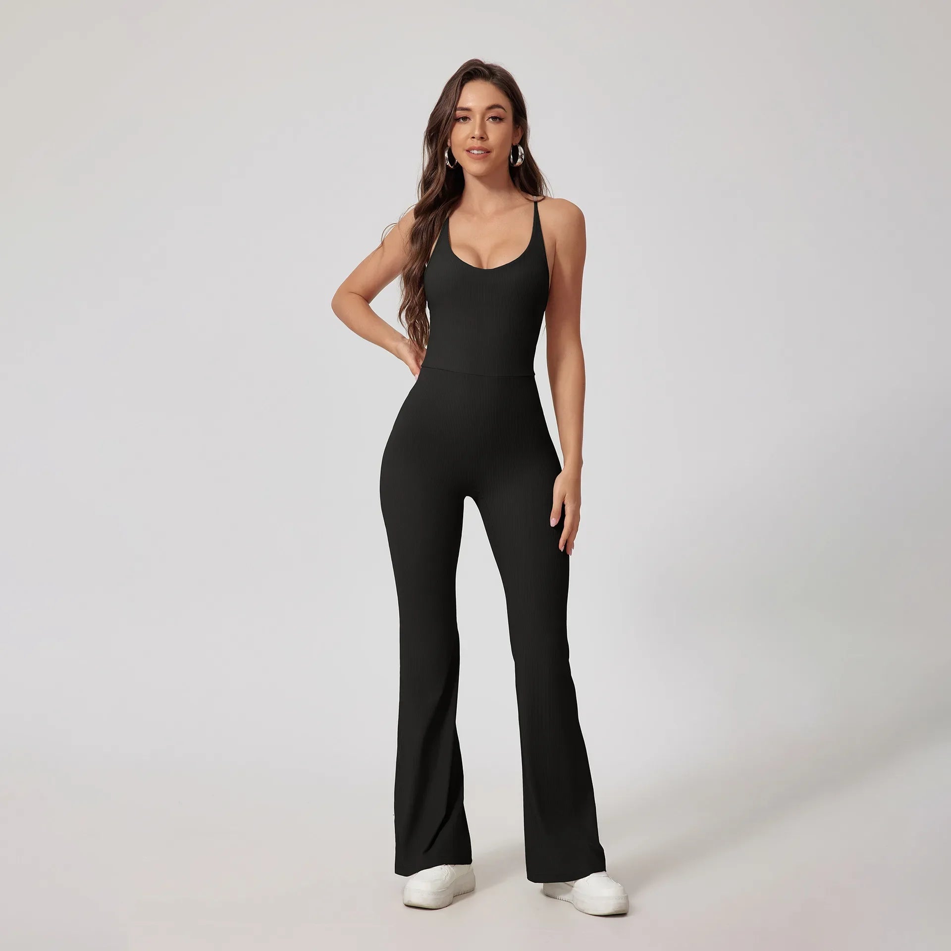 Seamless Yoga Jumpsuit Set - Beautiful Back Tight Hip Lift Trousers Micro Flared