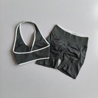 Sexy Splicing Gathering Sports Vest - High Elasticity & Hip Lifting Fitness Set