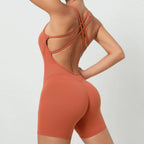Butt Lifting Yoga Jumpsuit Crisscross Back One Piece Shorts