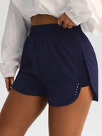 High-Waisted Slimming Workout Shorts With Side Slit 4-Way Stretch