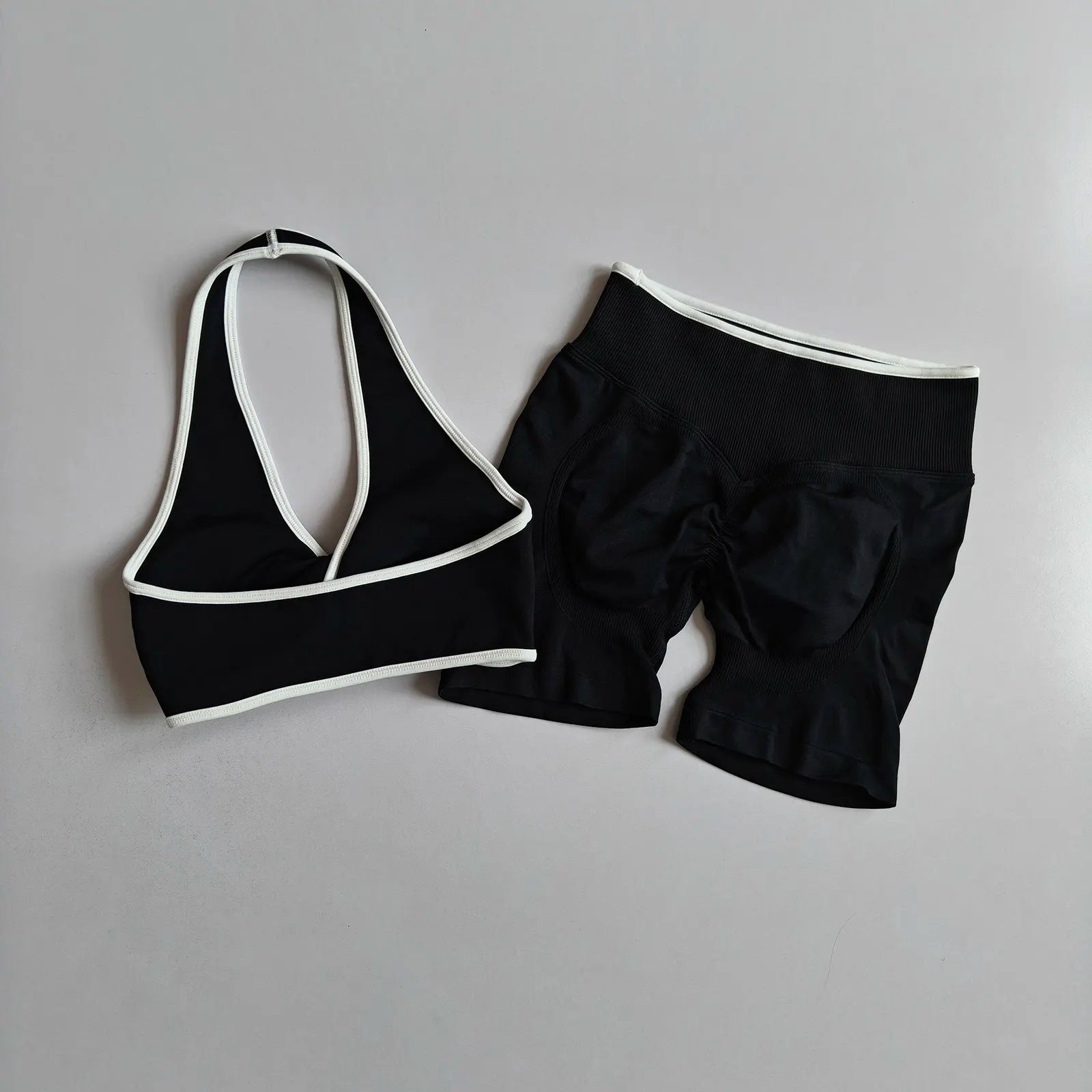 Sexy Splicing Gathering Sports Vest - High Elasticity & Hip Lifting Fitness Set