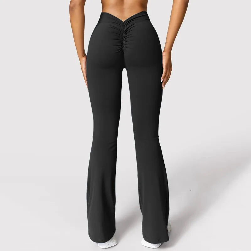Fashion Micro Horn Leggings Women V-back Waist Sports Pants
