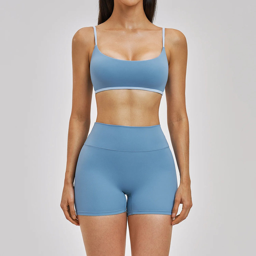 Athletic Shorts Solid Bras Set