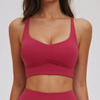 Sexy V-neck Sports Bra - Cross Back Strap
