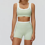 Gym Shorts Sets Tracksuit - Two Fake Pieces Contrasting Color