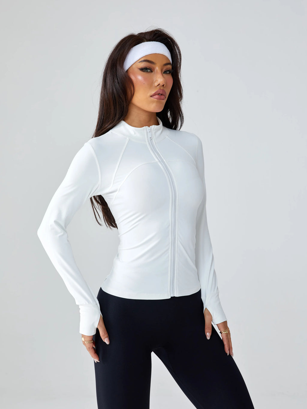Long-Sleeve Fitted Athletic Jacket for Spring & Fall - Ideal for Running, Gym Workouts & Yoga