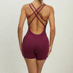 Butt Lifting Yoga Jumpsuit Crisscross Back One Piece Shorts