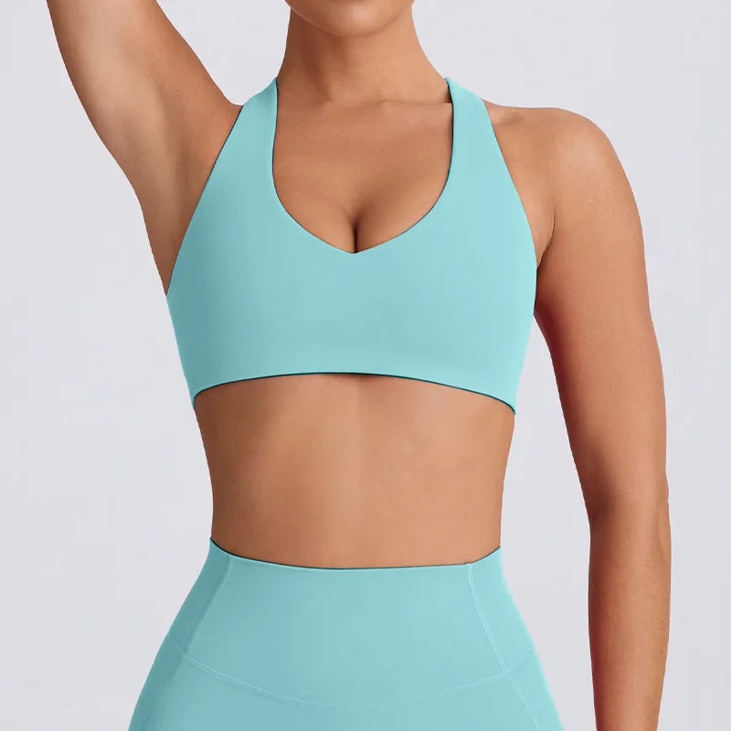 Naked Feel Quick-Dry Yoga Set - Strappy Sports Bra & Seamless Leggings