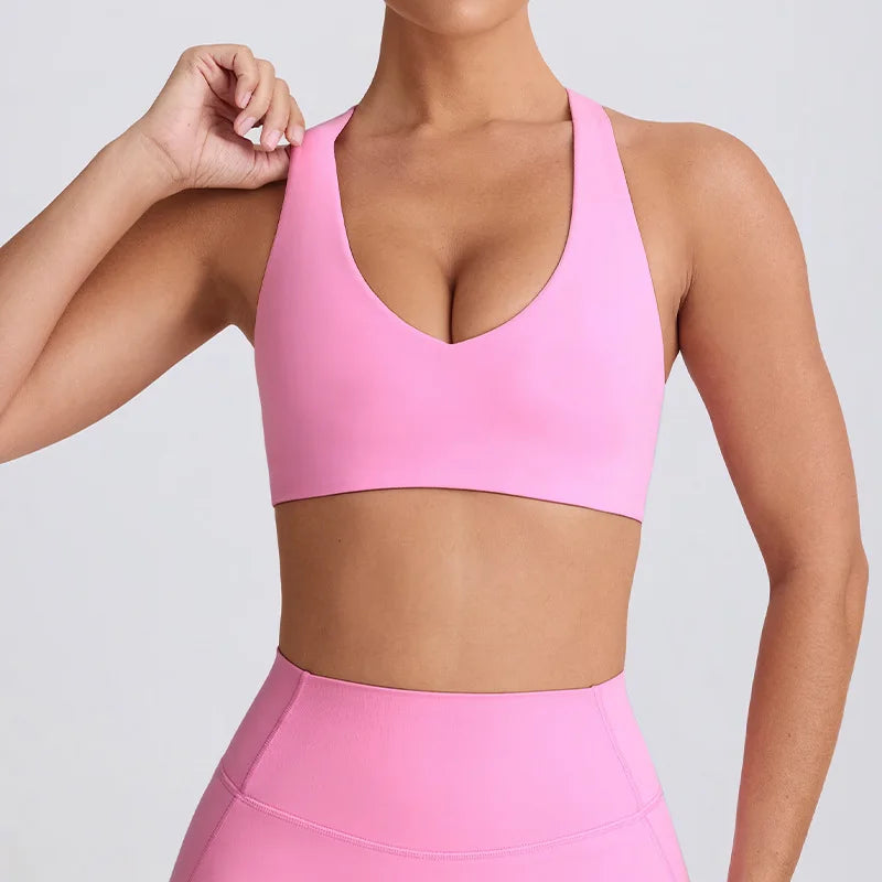 Naked Feel Quick-Dry Yoga Set - Strappy Sports Bra & Seamless Leggings