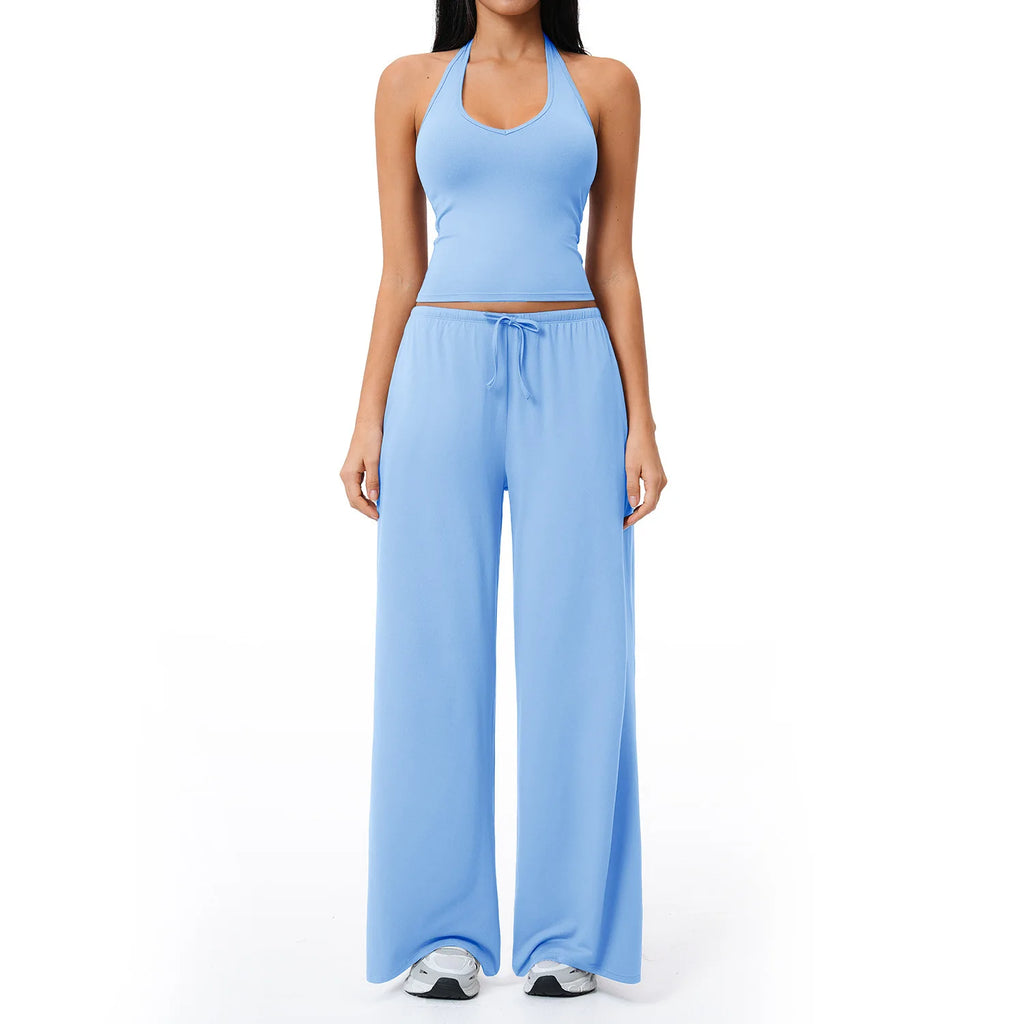 Gym Fitness Set Tracksuit - Sports Bra Flared Trousers Suit
