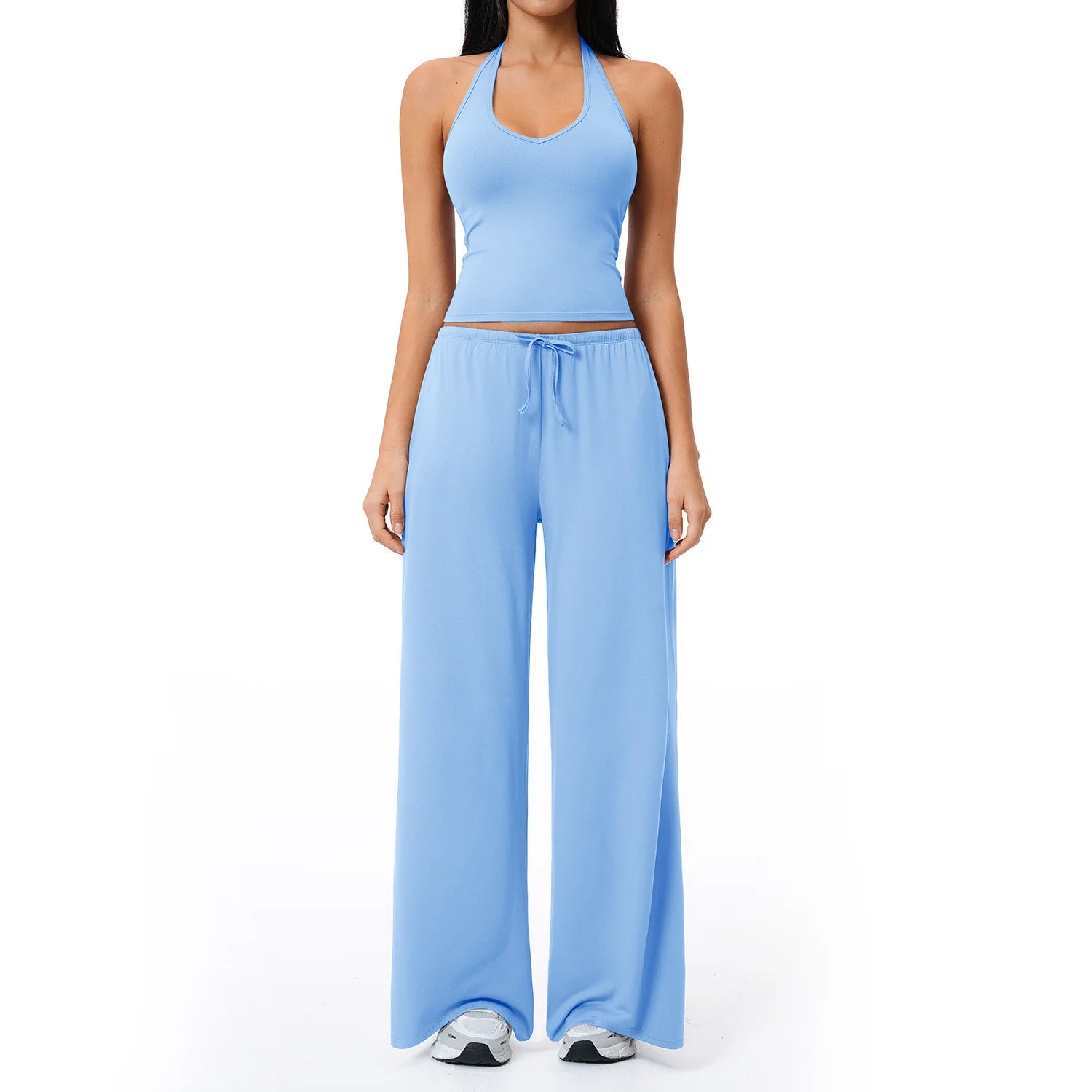 Gym Fitness Set Tracksuit - Sports Bra Flared Trousers Suit