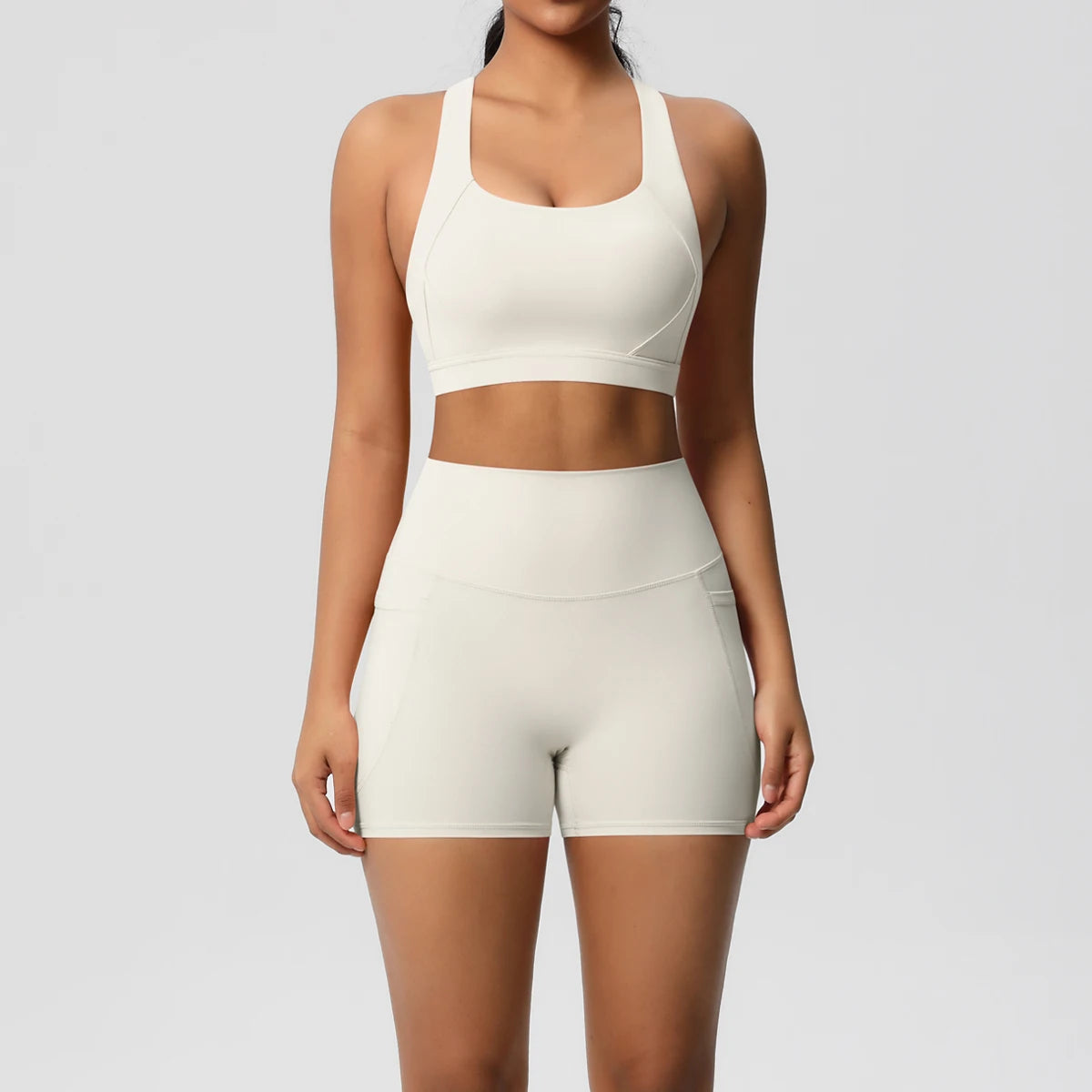 2PCS Pocket Yoga Set – Seamless High Waist Gym Outfit