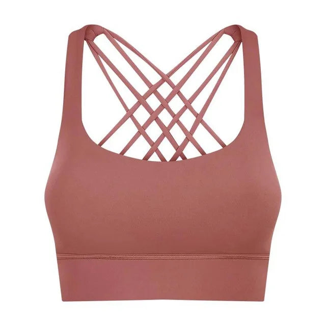 Solid Color Gym Fitness Bra - Tight Sport Top Tank/Soft Shockproof