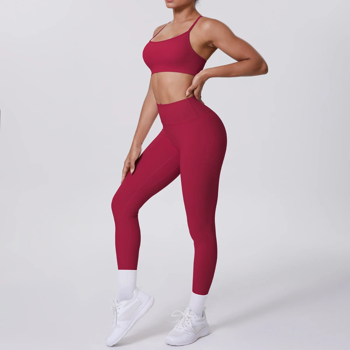 Seamless High-Waist Yoga Set – Peach Sculpt Fit