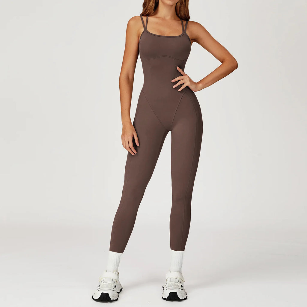 Sexy Fitness Jumpsuit Cross Back Strap