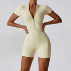 Summer Zipper Jumpsuits - Short Sleeve