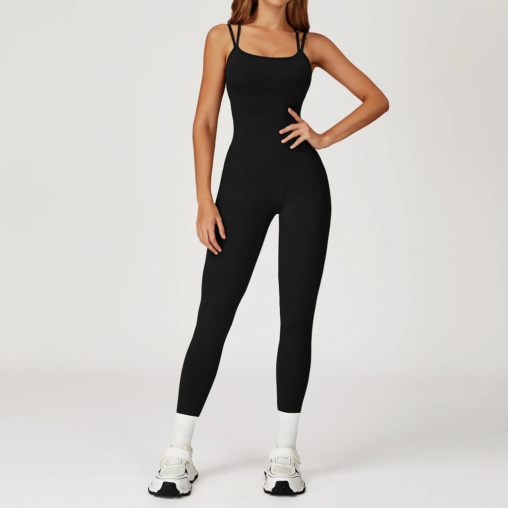 Sexy Fitness Jumpsuit Cross Back Strap