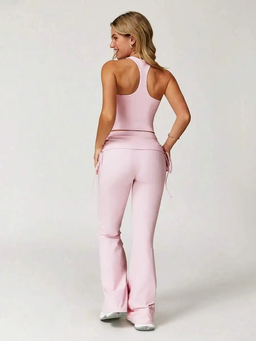2 Piece Yoga Set Vest And Flared Pants - High Stretch Sportswear Comfortable Fitness Outfit