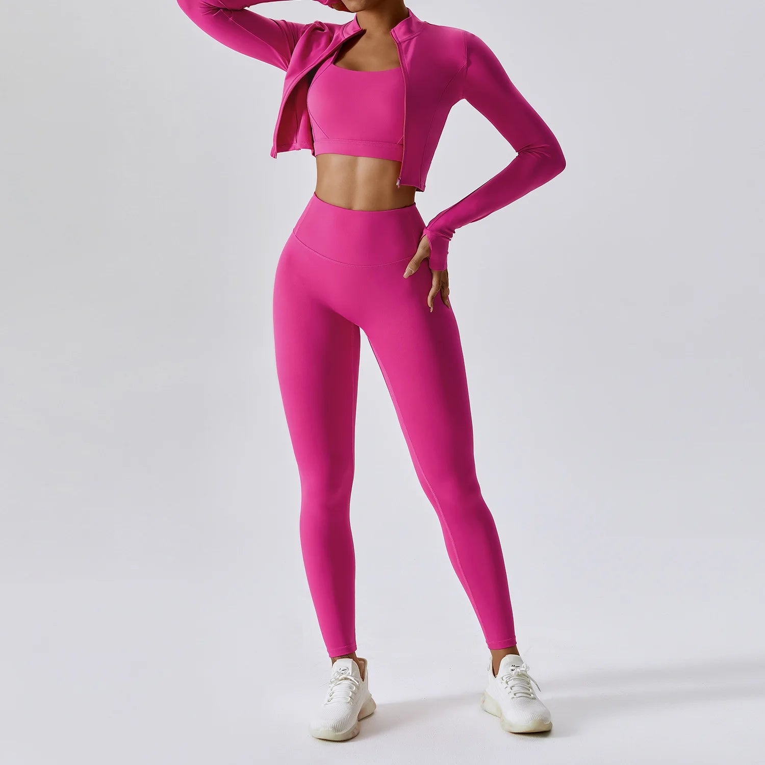 3PCS Yoga Set - Fitness zipper Long Sleeve