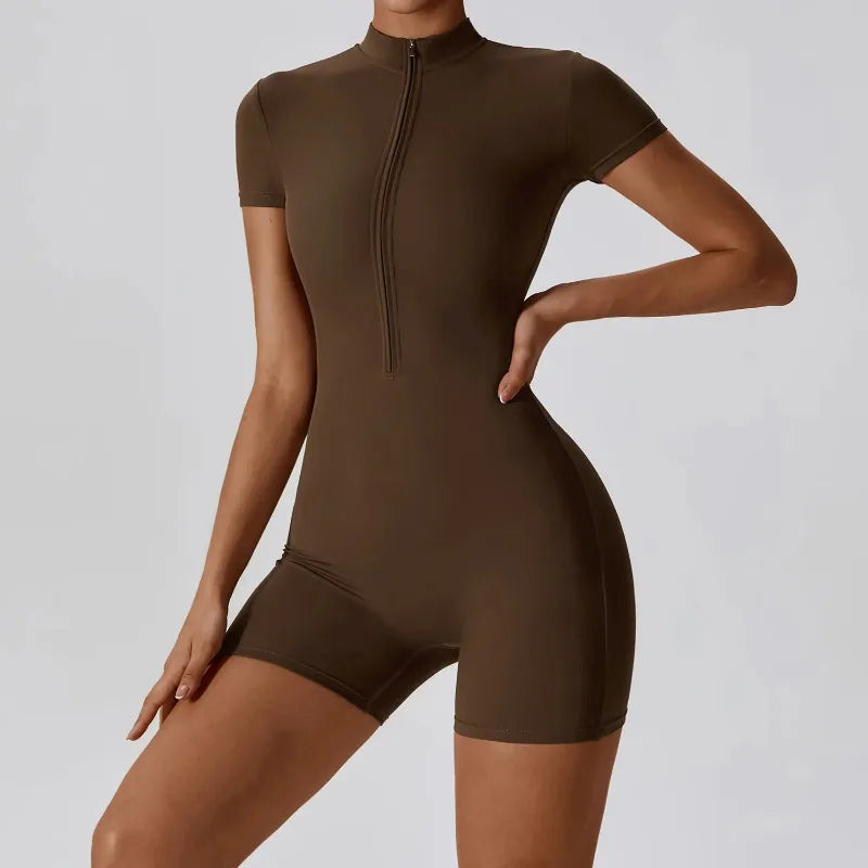 Summer Zipper Jumpsuits - Short Sleeve