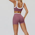 Gym Shorts Sets Tracksuit - Two Fake Pieces Contrasting Color