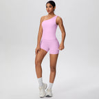 Gym Set - Sport Leggings Shorts Breathable Hip-lifting Backless Single Shoulder Bra