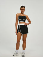 Athletic Set: Padded Crop Top (Built - in Bra) & Skort with Hidden Side Pockets