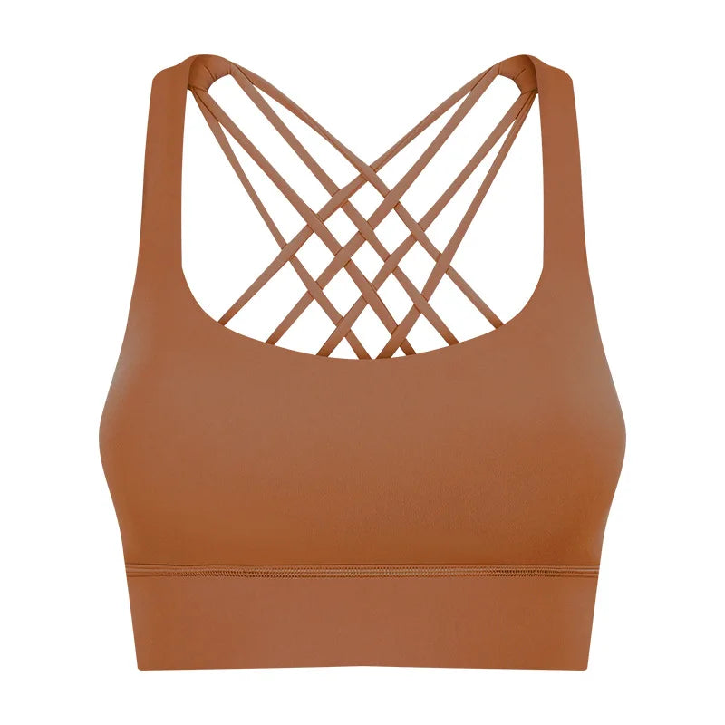Solid Color Gym Fitness Bra - Tight Sport Top Tank/Soft Shockproof