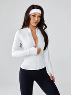Long-Sleeve Fitted Athletic Jacket for Spring & Fall - Ideal for Running, Gym Workouts & Yoga