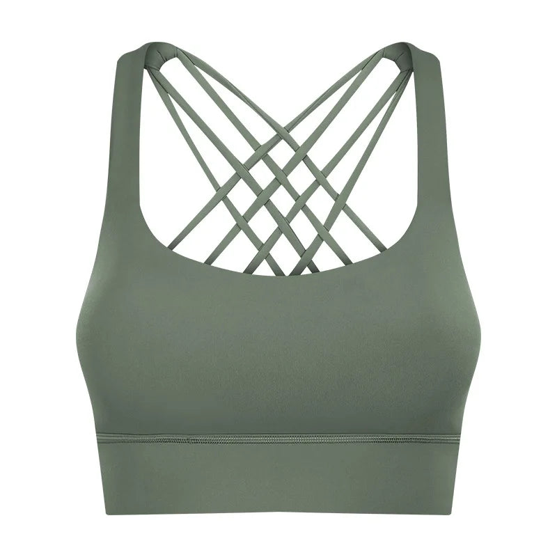 Solid Color Gym Fitness Bra - Tight Sport Top Tank/Soft Shockproof