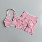 Sexy Splicing Gathering Sports Vest - High Elasticity & Hip Lifting Fitness Set