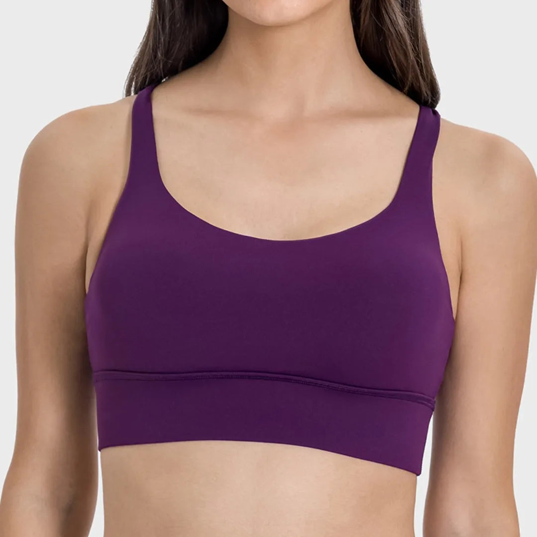 Solid Color Gym Fitness Bra - Tight Sport Top Tank/Soft Shockproof