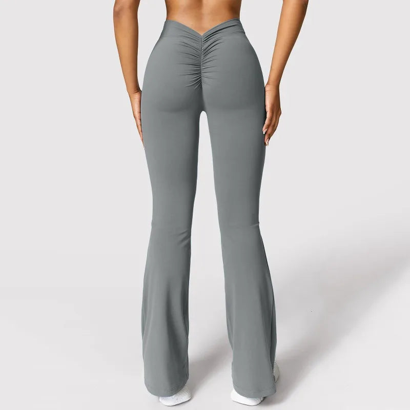 Fashion Micro Horn Leggings Women V-back Waist Sports Pants