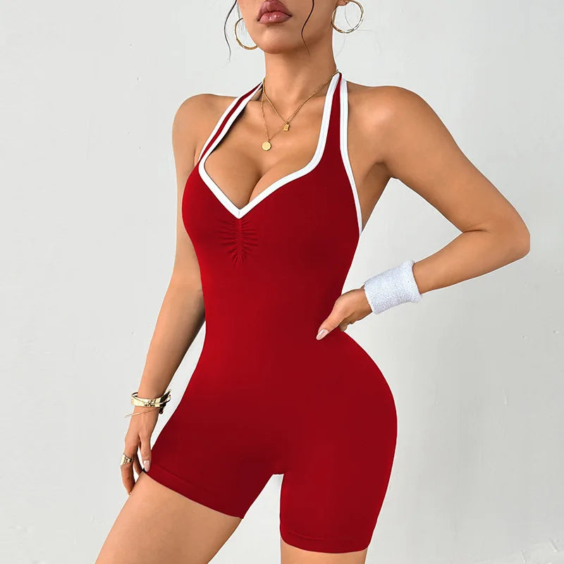 Gym Jumpsuit - Sexy Halter Playsuit Romper Overalls