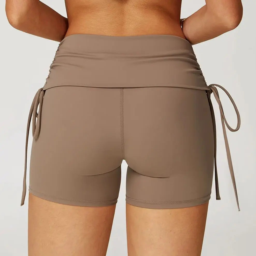 High-Waist Breathable Yoga Shorts - Drawstring Casual Sports Shorts