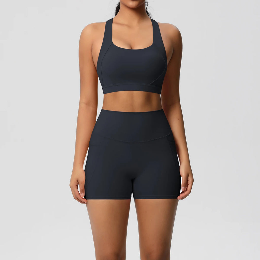 2PCS Pocket Yoga Set – Seamless High Waist Gym Outfit