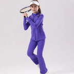 Kids' UV Protection Yoga Set European & American Style Long Sleeve Workout Outfit - Breathable Solid Color Sportswear for Girls