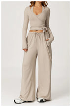 Gym Fitness Set Tracksuit - Sports Bra Flared Trousers Suit