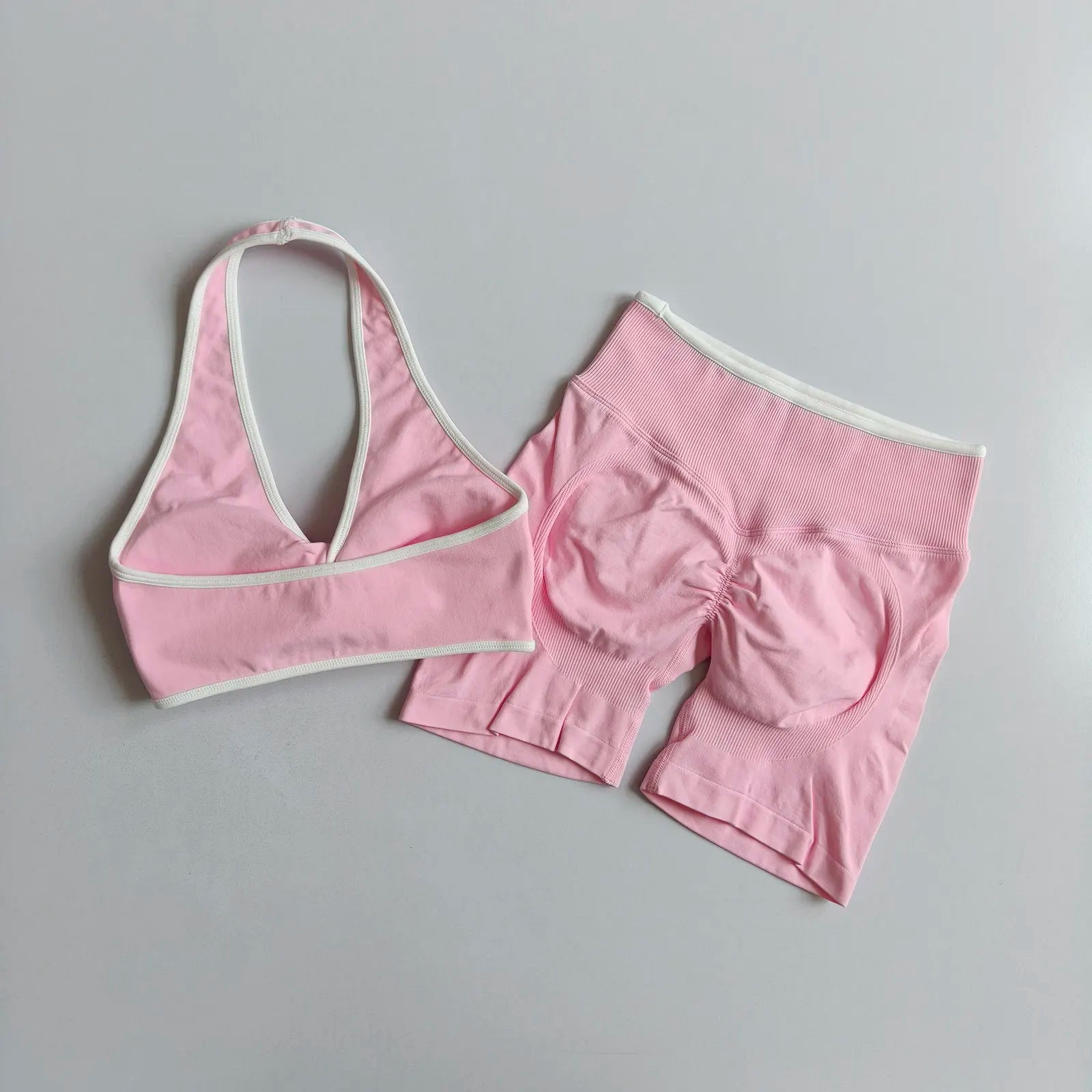Sexy Splicing Gathering Sports Vest - High Elasticity & Hip Lifting Fitness Set