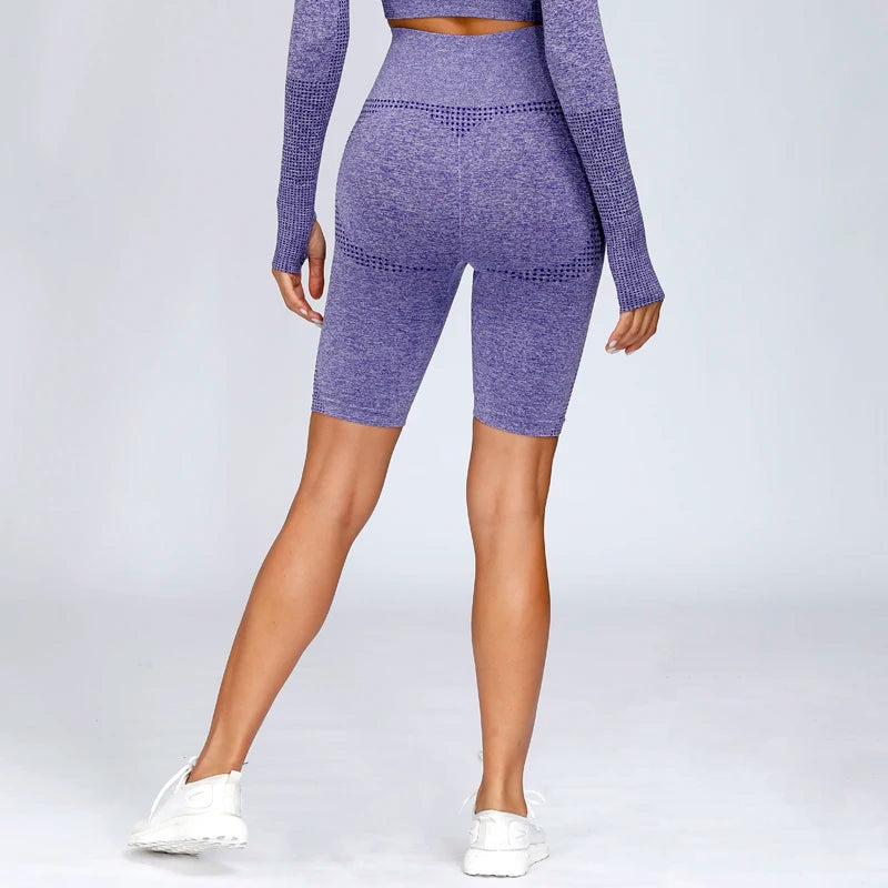 High Waist Workout Shorts - Seamless Yoga Shorts