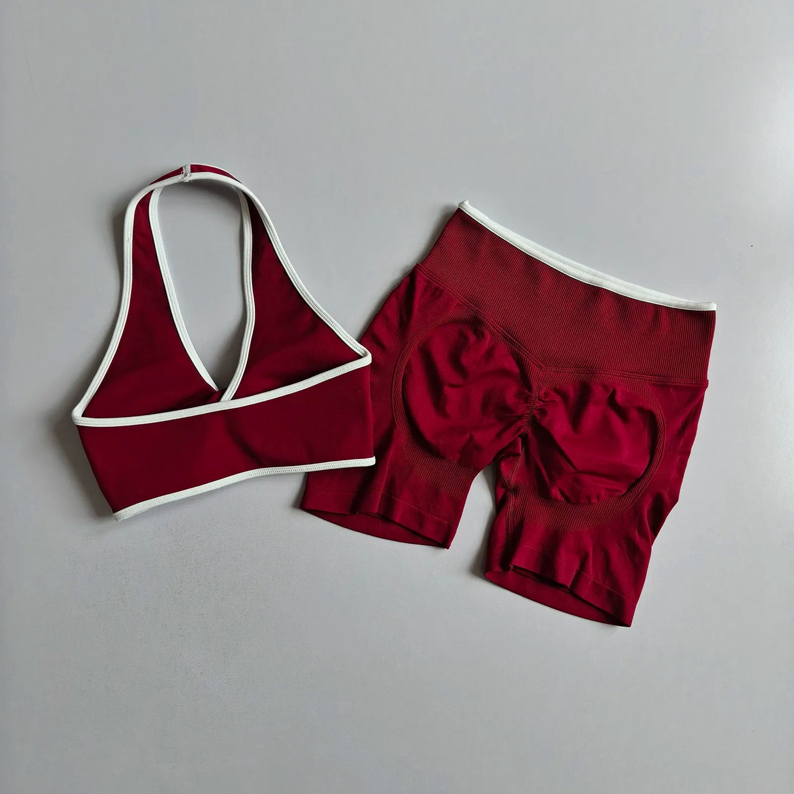 Sexy Splicing Gathering Sports Vest - High Elasticity & Hip Lifting Fitness Set