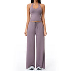 Gym Fitness Set Tracksuit - Sports Bra Flared Trousers Suit
