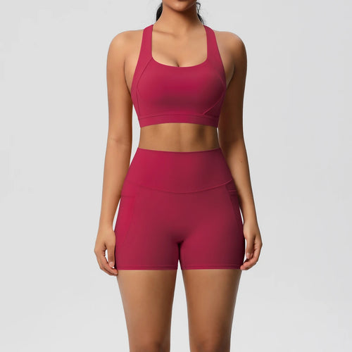 2PCS Pocket Yoga Set – Seamless High Waist Gym Outfit