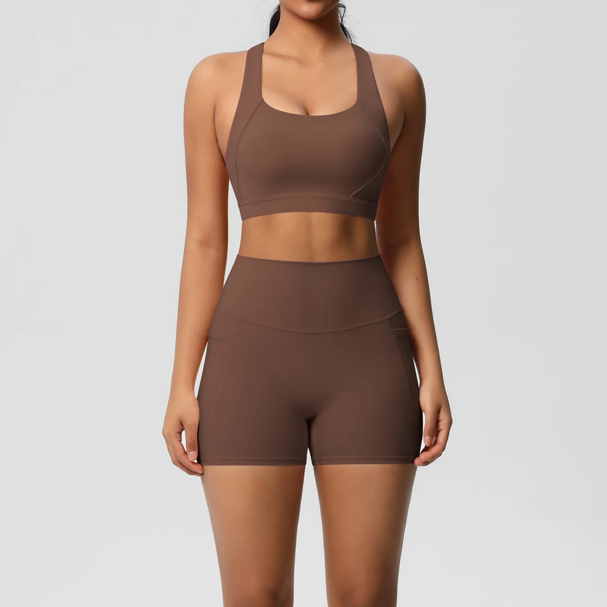 2PCS Pocket Yoga Set – Seamless High Waist Gym Outfit